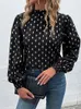 Damesblouses JIM NORA Lente Herfst Halfhoge kraag Mode overhemdblouse Elegantes Finas Para Camisas Manga Larga De Mujer