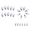 False Nails 24pcs Geometric Ripple Artificial With Designs Wearable French Press On Long Almond Shape Full Fake Nail Tips