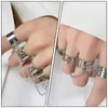 Charm Bracelets Chain Combination Ring Trendy Decor Finger Jewelry Creative Personality Delicate Shaped Alloy Open Men Women