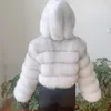 Womens Fur Faux 100% Winter True Fox Coat Thick High Quality Full Set Natural Fashion Hooded Short Jacket 231118