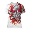 Мужские рубашки Summer 3D Samurai Print Anime Harajuku Ship O Nece Surst Surlep Style Street Men Men Tops 230419