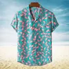 Koszulki męskie Summer Męski Druk Flamingo Hawaii Aloha koszula krótkie rękawowe impreza plażowa świąteczne ubranie 230420