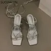 Summer Fashion Femmes étroites Suojialun Band Sandal Sandals Banda Ankle Starp Gladiator Shoes Thin High Heel Robe Rome Pumps Sho 230419 289 A