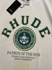 Tasarımcı Moda Giyim Tees Hip hop Tişörtleri American Trend Brand Rhude High Street Letter Green Circle Amblemi Baskılı Tişört Erkek Kadın Gevşek Üst Yaz