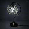 Bordslampor Lampblommeljus för sovrummet Bedside Transparent Crystal Glass Shade Home Decor Night Night