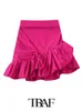 Dwuczęściowa sukienka Traf 2023 Summer Women 2pcs Solidny kolor swobodny mody Puchniętą kamizelkę na bronie seksowna plisowana spódnica 230419