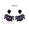 Studörhängen Halloween Horror Elements Tryckt hartsörhänge Pendant Black Cartoon Lady Gift Children