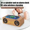 Combination Speakers Wireless Charging Portable Retro Desktop Wooden Speaker K1 Bluetooth 5.0 TF Card Playback AUX Play Sound Box Supports