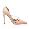 Dress Shoes Designs Gold Color Narrow Band High Heel Women's Sandals Golden Pointed Toed Party Pumps Elegant PU Chaussures