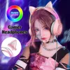 Mobiele telefoon koptelefoon RGB-licht Cat Ear Gamer-headset voor PC PS4 XBOX HD Ruisonderdrukking Stereo Surround PC Gamer Gaming-headset met microfoon Gift YQ231120