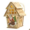 Decorazioni natalizie Decorazioni natalizie Fai da te Cabina luminosa Innovativa casa di neve con colori chiari Decorazione cottage in legno Goccia Dhvbm