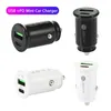 Billaddare 3.1A Höghastighetsdubbla Ports PD USB-C Typ C Car Charger Autopower Adapters Chargers för iPad iPhone 7 8 Plus X XR 13 Samsung HTC Android-telefon utan detaljhandelslåda