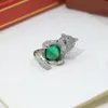 Panthere ring BIG for man designer diamond Grandmother Emerald Gold plated 18K luxury jewelry classic style gift for girlfriend with box 020