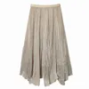 Skirts Ladies Pleated High Street Elegant Skirt Simulated Silk For Women Spring Summer Cute Fashion Midi Female Wholesale