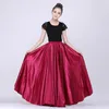 Stage Wear Jupe de flamenco espagnole pour femmes, plus la taille, spectacle de danse du ventre, style gitane, 10 couleurs, satin lisse, couleur unie