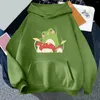 Kvinnors hoodies små tröjor kvinnor fast färg söt djurtryck långärmad hoodie pullover toppar quiltade