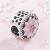 Charme de fleur de magnolia rose en argent sterling véritable pour la fabrication de bracelets de chaîne de serpent Pandora Accessoires pour femmes Bracelet Bijoux DIY Charms avec coffret d'origine