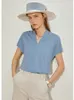 T-shirt da donna Amii Minimalism Summer Fashion Camicetta da donna Ufficiale Lady Manica corta Solido scollo a V Camicia ampia Causale Top da donna 12160019 230419