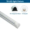 T8 LED Shop Light Fixture 4ft 60W 8ft 120W Clear Lens Cover D Shape Integrated Bulb Lamp LED basement area lights