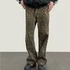 Jeans da uomo 2023 Cyber Y2k Moda Leopard Pantaloni larghi per uomo Abbigliamento Dritto Coreano Casual Donna Vecchi Pantaloni lunghi Pantaloni Uomo