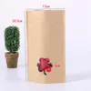 500Pcs/Lot Aluminum Foil Kraft Paper Bags With Window Snack Food Sealed Bag Dried Tea Grain Candy Zip Lock Stand Up Wholesale