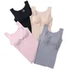 Damestanks Gevlaagde beha -tanktop voor vrouwen Slaap Vest Solid kleur Cami gewas zacht ademend met ingebouwde afneembare kleding