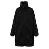 Cappotto con cappuccio da uomo Cappotto invernale Moda sciolto Trench medio lungo spesso per uomo Dolcevita Giacca in pelle scamosciata Grande stile Yamamoto nero