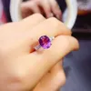 Cluster-Ringe, natürlicher brasilianischer Amethyst-Ring, 8 x 10 mm, 925er Silber für Damen