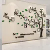 Wandstickers 3D Acryl Sticker Tree Mirror voor sticked Diy Po Frame Family Branch PVC Mural Art Home Decor