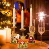 Ljusstakar jul ljusstake järn gyllene älg innehavare glad fest bord prydnadsdekorationer år