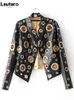 Couro feminino falso lautaro pista cortada jaqueta curta rebite dourado legal elegante designer vestir moda europeia americana 231118