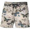 Shorts masculinos 2023 Est 3D Cartoon Borboleta Impressão Homens Praia Quick Dry Bermuda Surf Natação Troncos Engraçados Verão