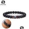 Pärlade pärlarmband för män naturlig vulkanisk sten pärla tibetansk buddha chakra armband mode droppleverans smycken brace dhgarden otefb