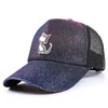 Luksusowy projektant Glitter Baseball Trucker Cap Regulowane plastikowe Snapback Cat Hats Hats dla dorosłych damski męskie błyszczące letnia zakrzywiona hip hop słoneczna