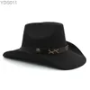 Breite Krempe Hüte Eimer Männer Frauen Woll Western Cowboy Sonnenhüte Party Reise Sombrero Outdoor Caps Klassisch Retro US Größe 7 1/4 UK L 240319