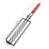 BBQ Tools Accessories Corn Barbecue Rack Sausage Net Clip Steel Iron Basket Detachable Folding Portable Grilling Mesh Tool LT647