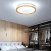 Ceiling Lights LED Light Modern Nordic Round Lamp Crystals Wooden Home Living Room Bedroom Study Lighting Fixture Decoration