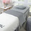 4 個美しいビューティーサロン寝具セットマッサージスパ使用コーラルベルベット刺繍布団カバーベッドスカートキルトシートカスタム # sv9oc9zc21bwp