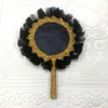 Other Event Party Supplies 1pcs African Goose Feather Hand Fan Small Size Handmade Fans for Dance Wedding Decoration Hand Fan with Flower Feather Fan 231118