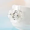 Boucles d'oreilles à tige en argent sterling pur S925 Dangle Women Lucky Hollow Multi-layer Flower