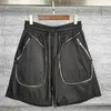 Men's Shorts High Quality Cotton Casual Vintage Patchwork Zipper Nice Washed Heavy Fabric Men Women Drawstring Gym