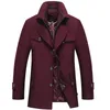 Men's Wool Blends Brother Wang Winter Men's Thick Warm Wool jacket Double Collar Fashion Casual Slim Red Wine Trench Coat Male Brand Overcoat 231120