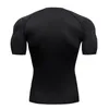 メンズTシャツコンプレッションクイックドライTシャツを走っているスポーツスキニーショートシャツ男性ジムフィットネスボディービルトレーニングブラックトップス衣類230419