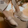 Elegante Schuhe GOGD Modische Loafer für Damen Klassische Plattform Frühlingspumps Flache Schuhe zum Schnüren Bequeme Bürodamenschuhe 230419