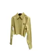 Dames PoloS Designer Correcte versie Miu House 23 Lente herfst Kaki Sexy dunne casual kort shirt blouse vrouwen W3J8
