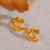 Hoop Huggie Yhpup Stainless Steel Accessories Statement Gold Color Metalic Geometric Stud Earrings Pendientes Mujer Wholesale Gift 230419