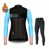 Cykeltröja Set Clothing Spanien Team Winter Fleece Long Sleeve Set MTB Female Thermal Bike Jacket 231118