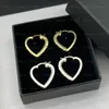 Retro Golden Plated Studs Earrings Heart Style Letter Earrings Charm Chic Studs for Women