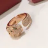 Anello Panthere GRANDE per uomo designer apertura design diamante Occhiali smeraldo Placcato oro 18K riproduzioni ufficiali stile classico regalo squisito 015