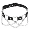 Choker Punk Heart Necklace With Chain Goth Cute Accessories Leather Chocker Aesthetic Grunge E Girl Collar Kawaii Neck Jewelry